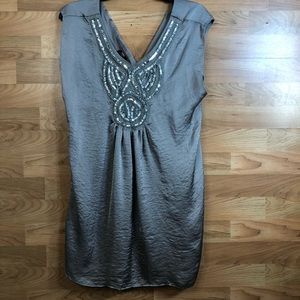 Sweet Love Size Medium Surplice Peplum Blouse with Sequins and Beads